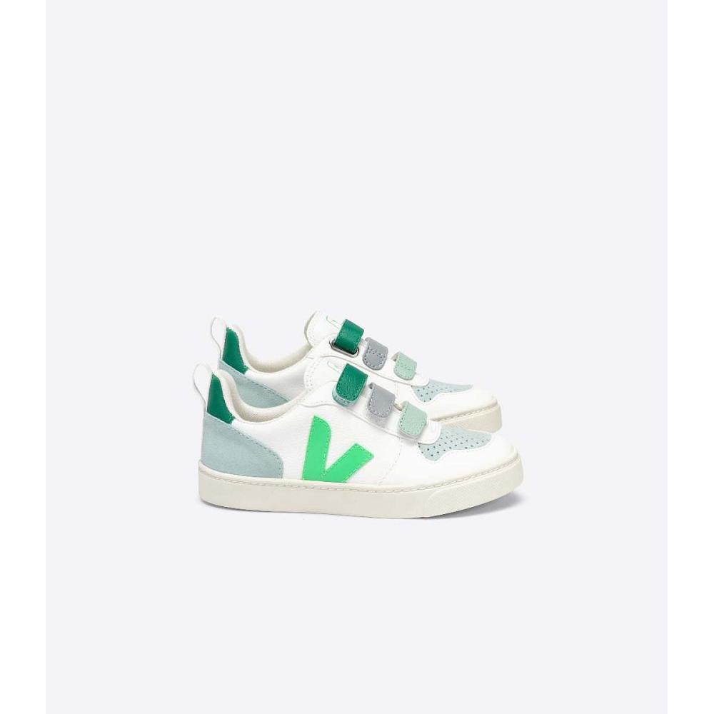 Veja V-10 CHROMEFREE Topanky Detske White/Green | SK 741MQZ